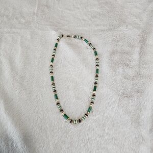 Vintage Green and Gold Beaded Necklace